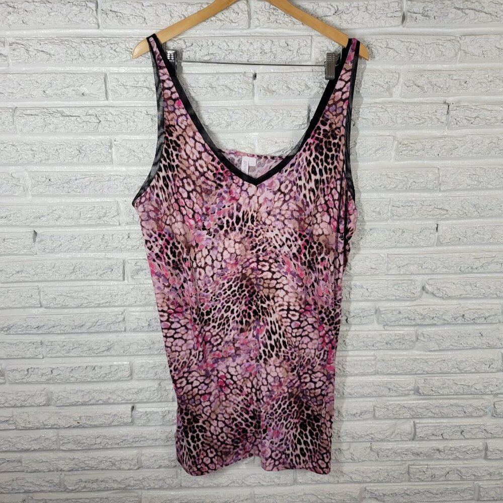 Joyspun Womens Nightgown 3X‎ Plus Adjustable Spaghetti Pink Animal Print ANI9XE